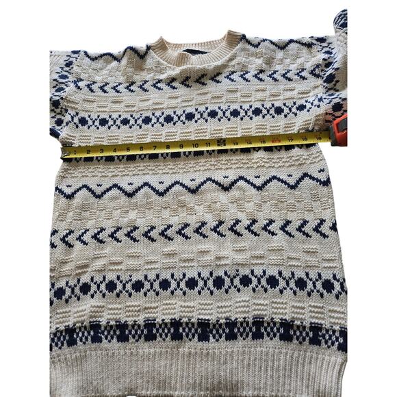 Men Vintage Kuppenheimer Knit White Blue Sweater Made In USA Medium RN#26416 EUC - Picture 6 of 12